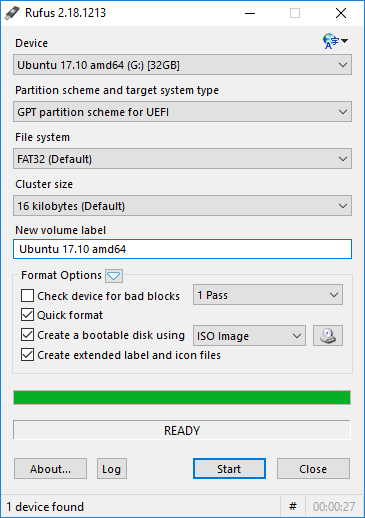 settings to choose in rufus windows bootable usb tool