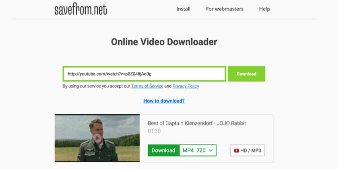 savefrom website that lets you download videos