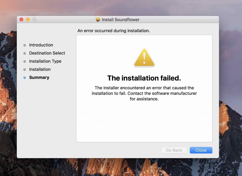soundflower for mac failed
