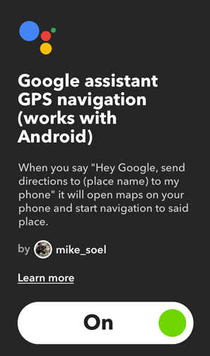 IFTTT Applets for Google Home- gps directions