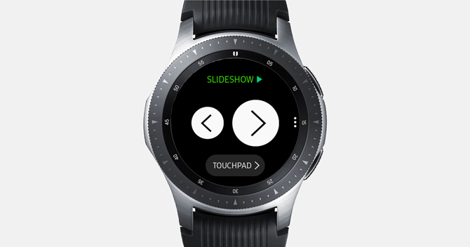 Screenshot of the Galaxy Watch with PPT controller showing left right controls and touchpad