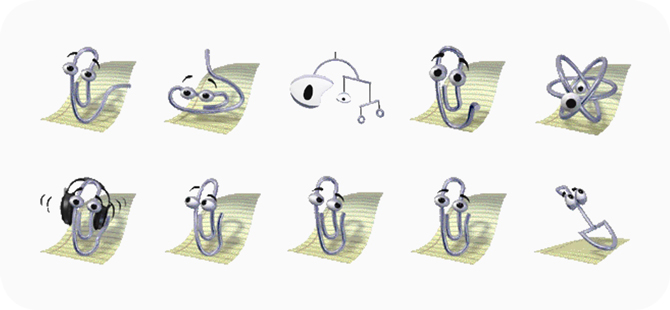 Screenshot of Beloved Clippy in its various forms