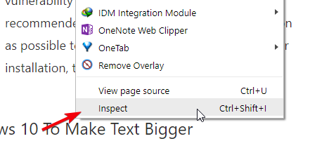 select inspect in chrome
