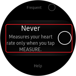 disable auto heart rate monitor- Select Never