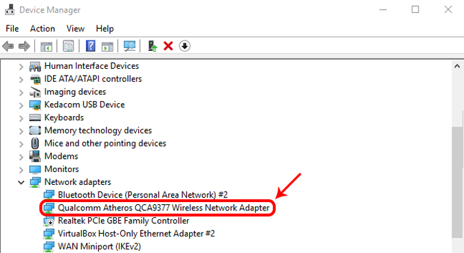 network adapter in device manager