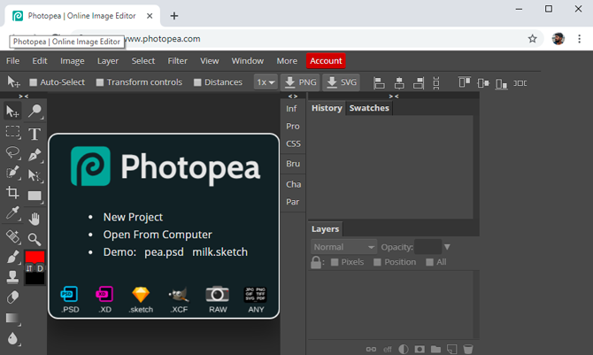 open psd without photoshop- photopea