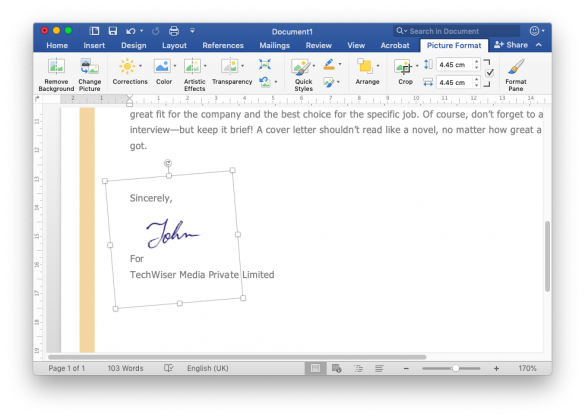 how to make signature in word