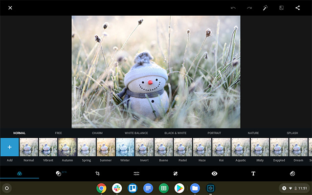 screenshot of cute snowman in photo editor