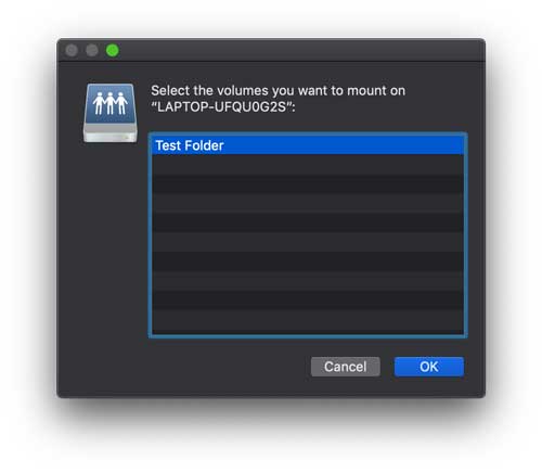 select folders to mount on the drive