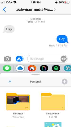 OneDrive to send files from your computer to imessage