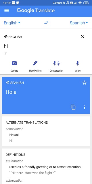 google translate with meaning and definition