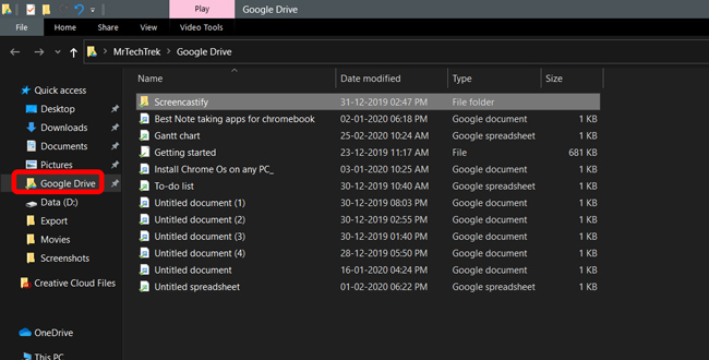 Google Drive on the File Explorer