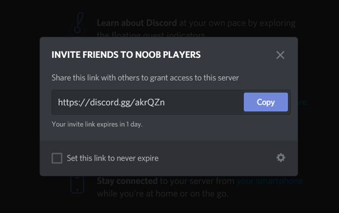 inviting friends to your discord server