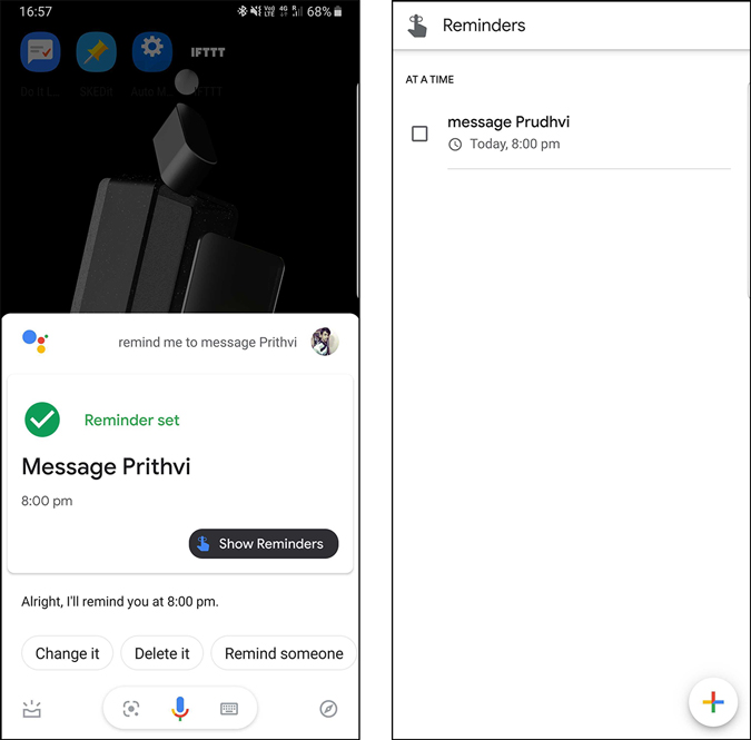Using Google Assistant recommendations