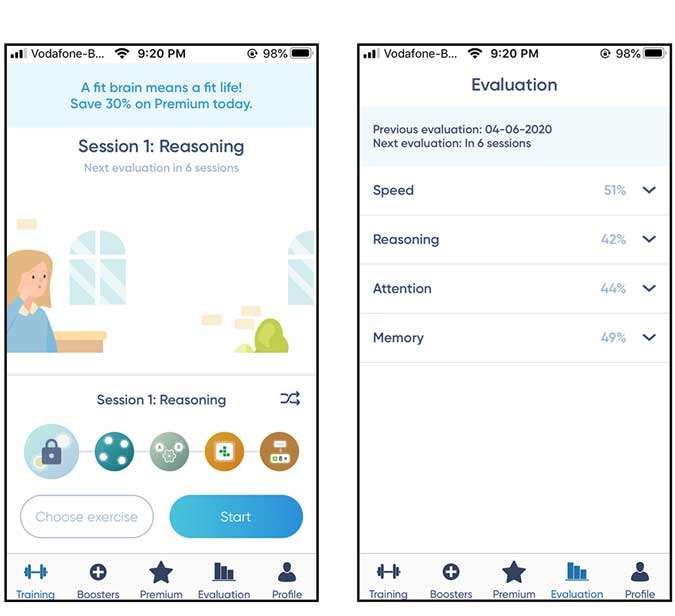 neuronation app screenshot showing your evaluation