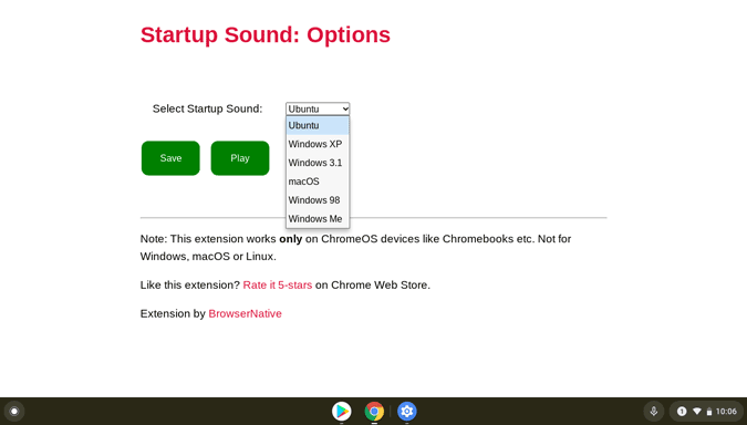 startup sound options