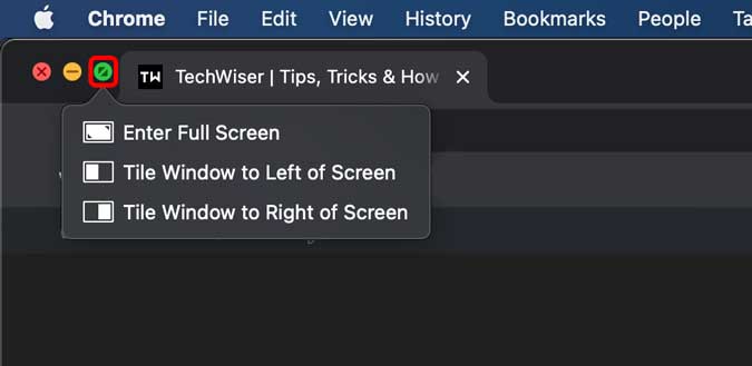 Window snapping menu on Mac
