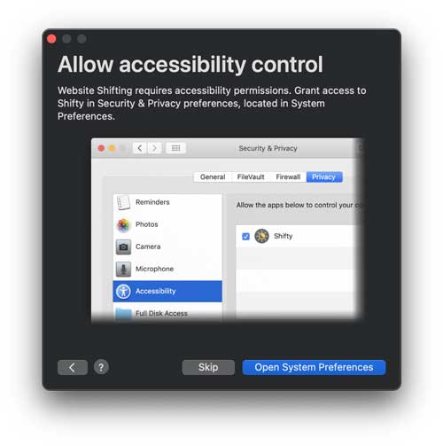 allow accessibility control