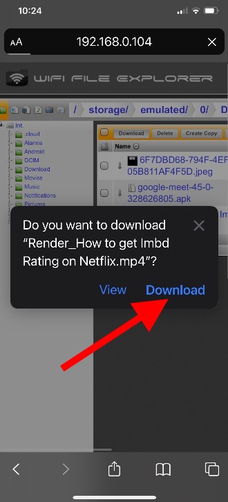 Send file from Android TV to iPhone