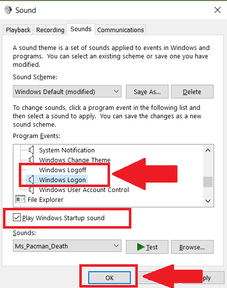 registry editor change windows login sound