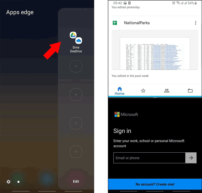 opening app pair from edge panel