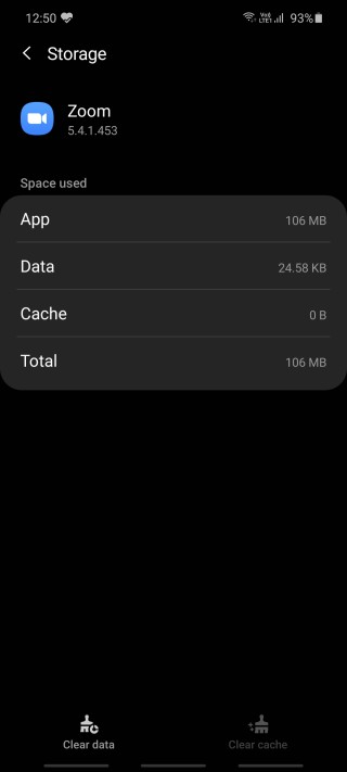 clear zoom cache and data in android
