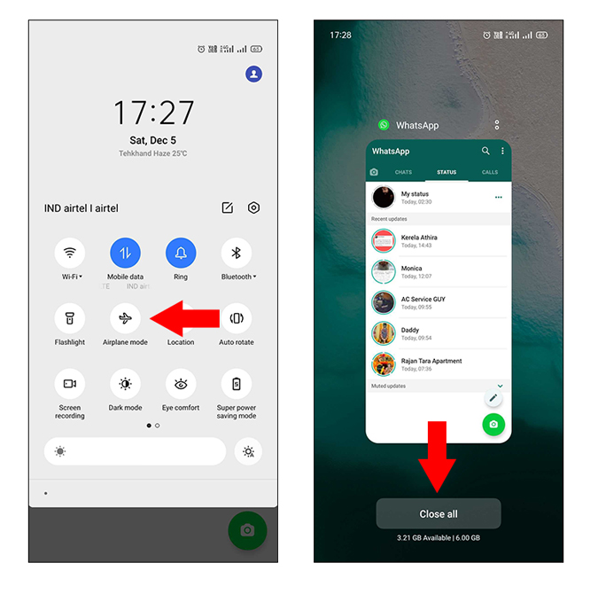 View WhatsApp status using Airplane mode on Android
