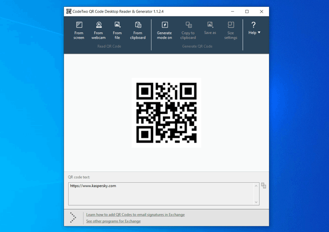 uploading image to scan QR Code with CodeTwo