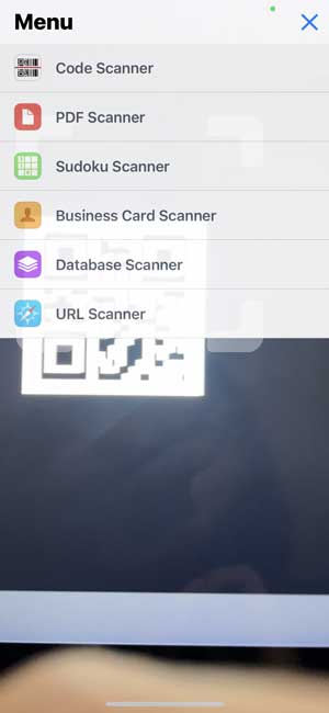 QR Code Reader app scanner options
