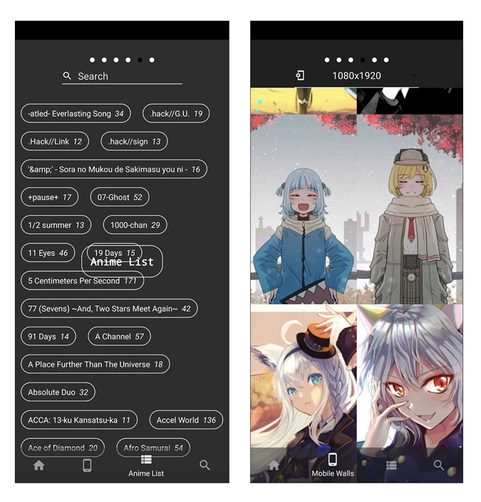 Anime X Wallpaper app categories