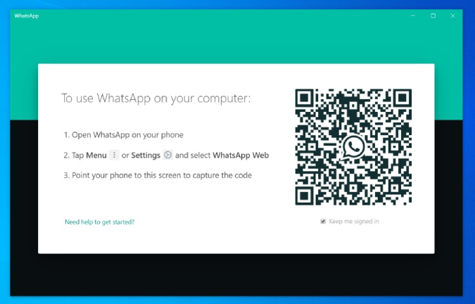 QR Code on the WhatsApp Desktop App