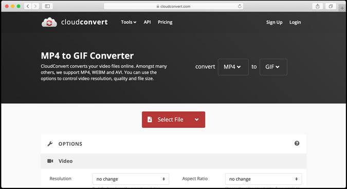 cloudconvert gif converter setup