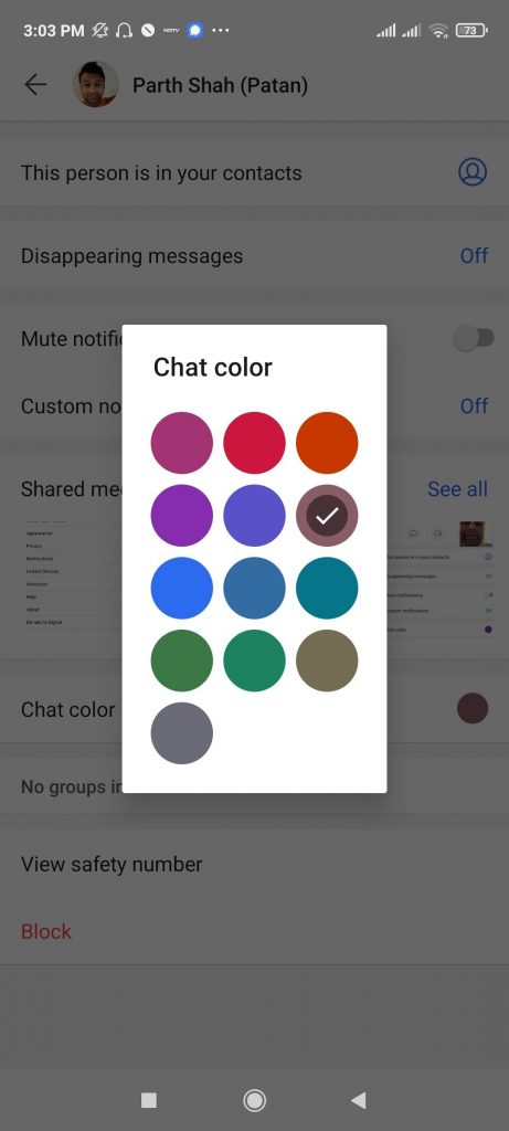 change chat color in signal app