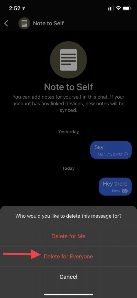 delete messages in signal