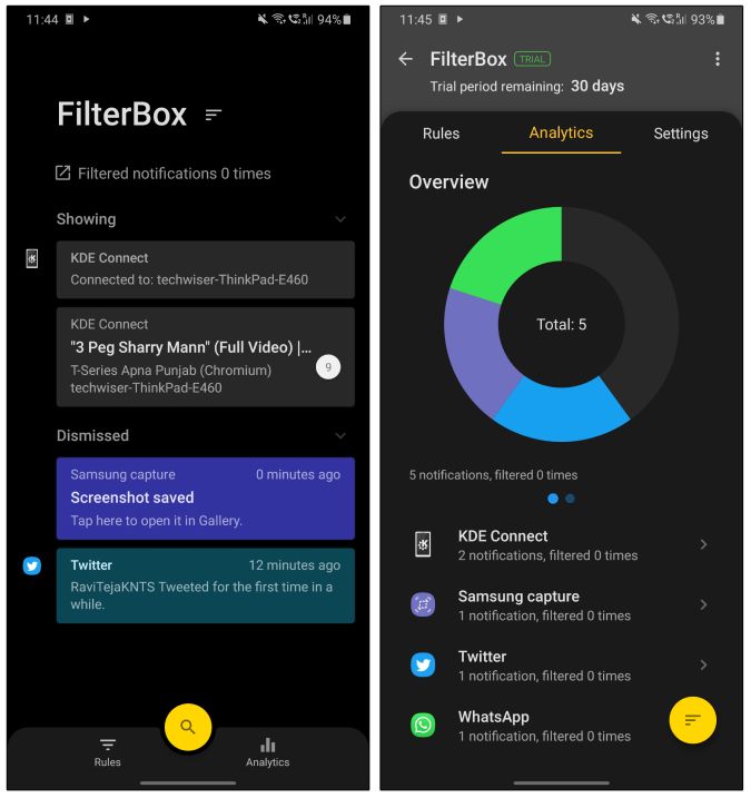 filterbox notification analytics notifications text android