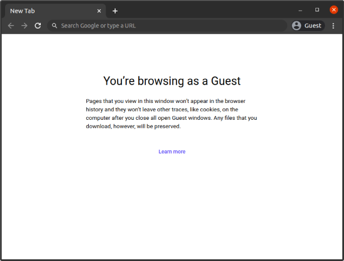 guest mode opened in google chrome