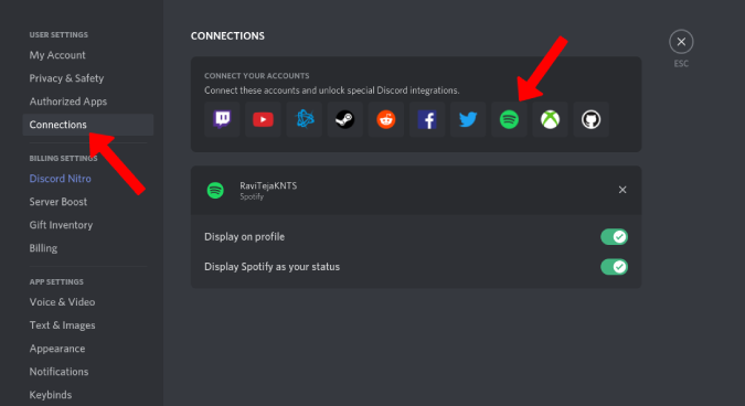 connecting spotify with discord