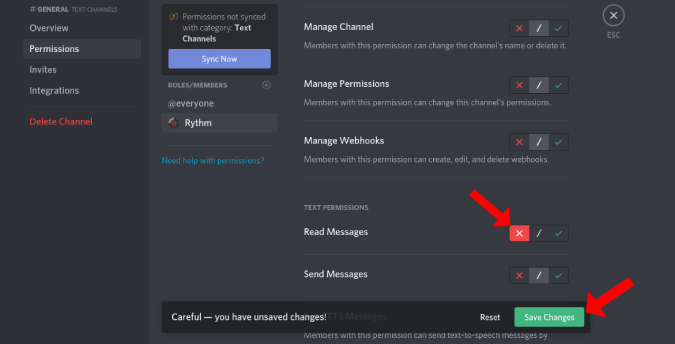 turning of Read messages option