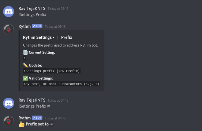 Changing Prefix for Rythm on discord
