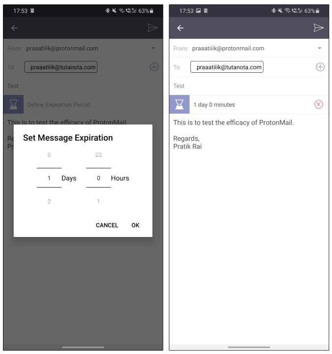protonmail disappearing mails on android 