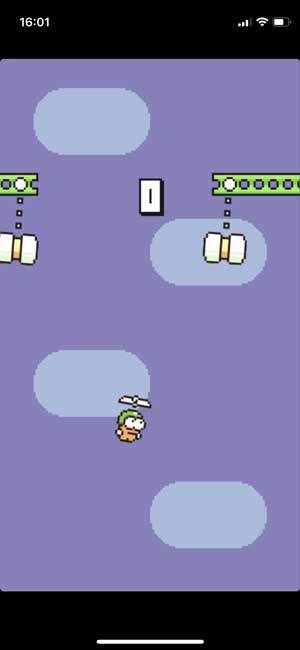 swing copter game with retro graphics