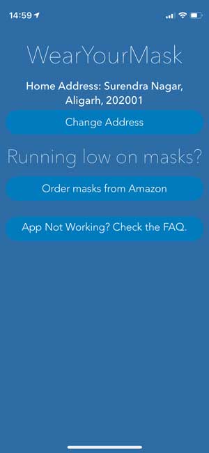 wear your mask- reminder on iphone about mask when leaving home