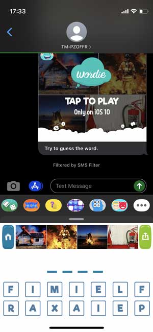 wordie is a word based imessage game for iphone
