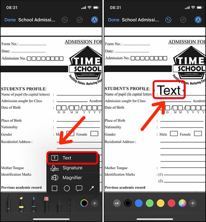add text to a PDF on iphone