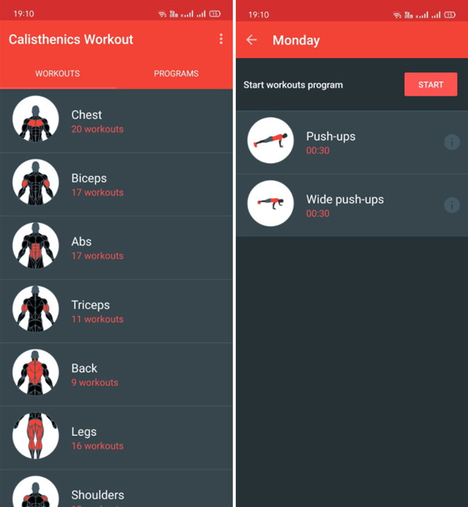 Calisthenics workout app