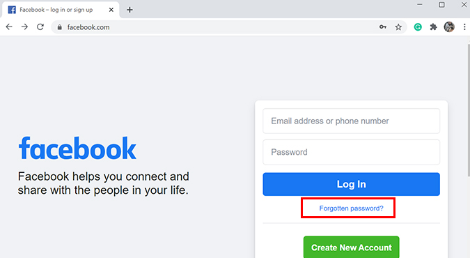 Facebook's Forgotten Password Option