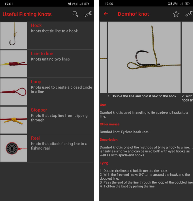 Useful Fishing Knots app homepage