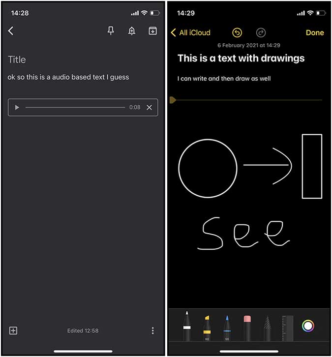 Attachments on Google Keep vs Apple Notes