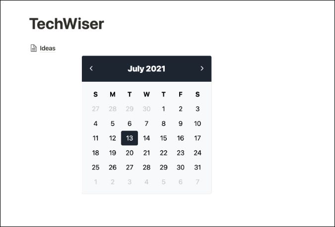 calendar widget in notion