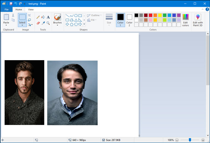 change placement of images in paint for windows 10